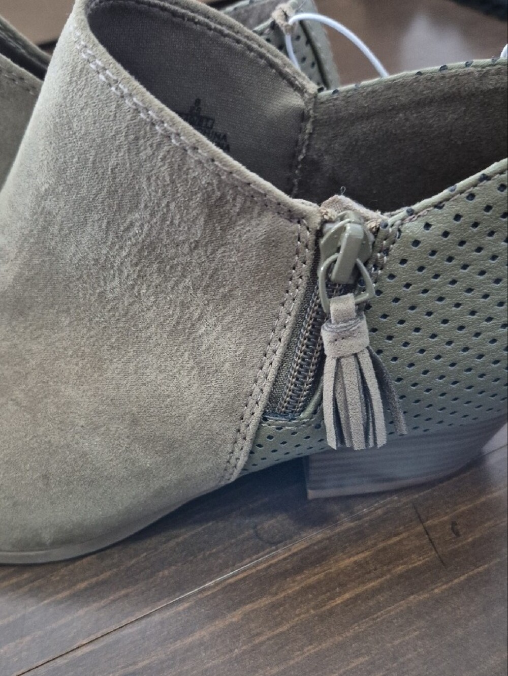 Old Navy Olive Suede Ankle Booties - Picture 6 of 7